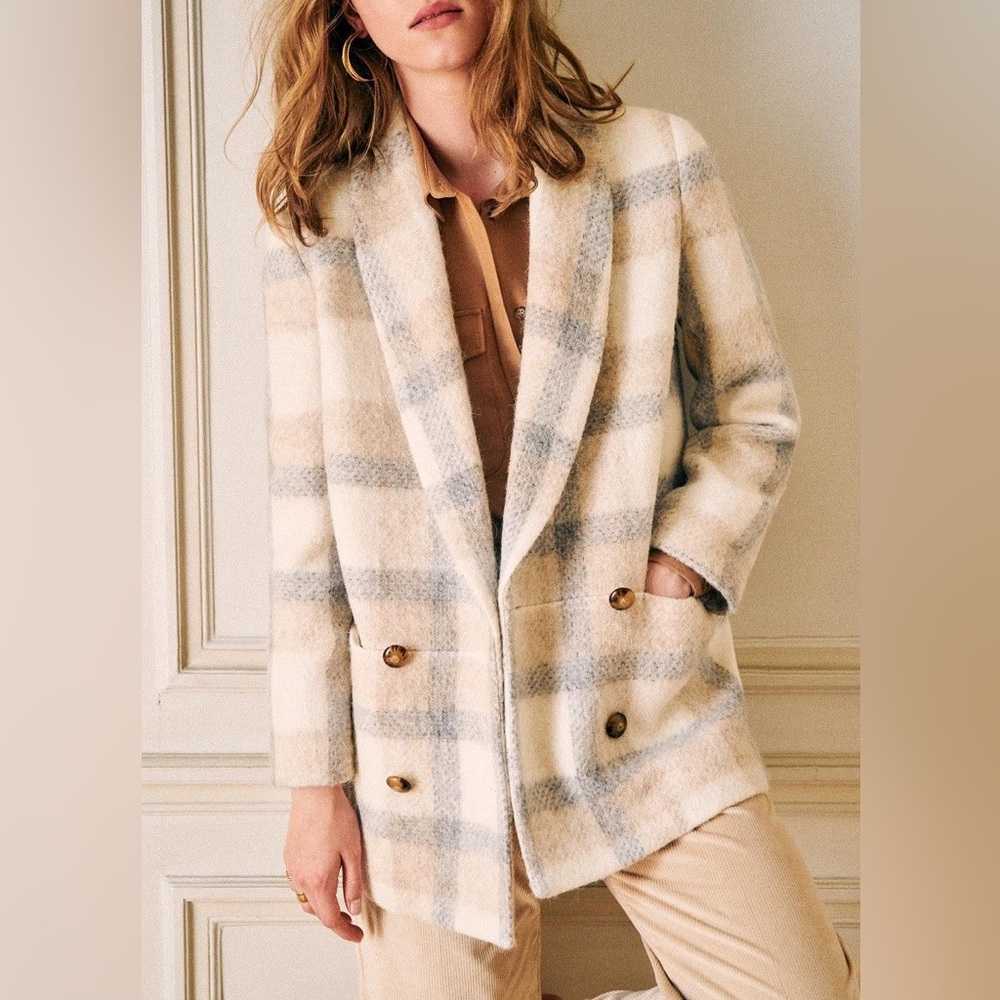 Sezane James Coat | Grey beige tiles | size 36